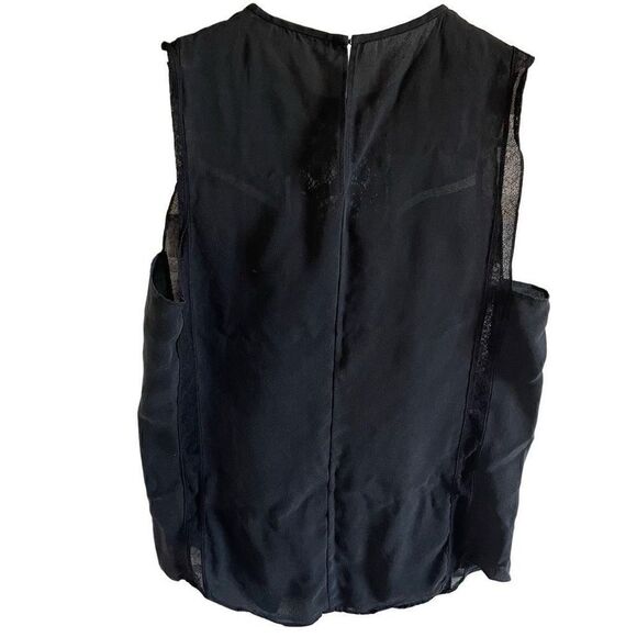 ALC Blouse Womens 0 Penny Lace Black Silk Blouse Sleeveless Dark Fairy Goth Work - Picture 2 of 6